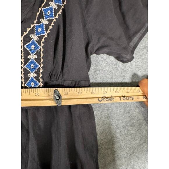 American Eagle Dress Women 8 Black Lightweight‎ Peasant Boho Embroidered Mini - Picture 5 of 8